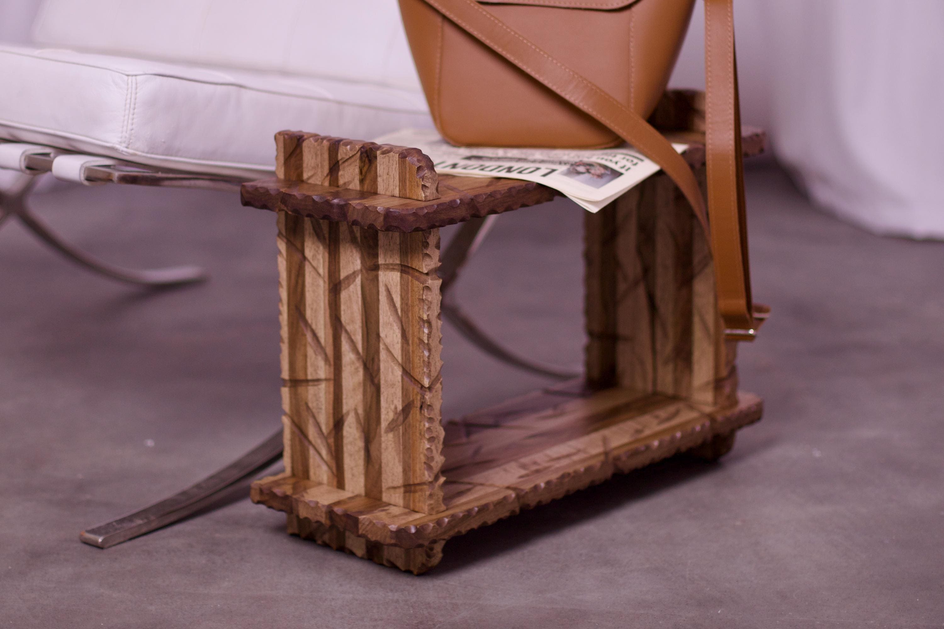 Handmade wood side table, free standing shelf, magazine rack, entryway organizer