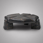 Handmade Graphite Grey Wooden Plant Stand, Sculptural Tabletop Decor