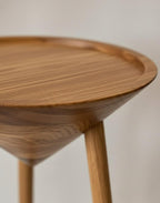 Rustic Wood Pedestal Plant Stand, Solid Wood Side Table, Mid-Century Modern