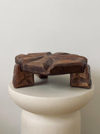 Hand Carved  Pedestal Stand | Sculptural Wooden Plant Riser | Organic Home Decor