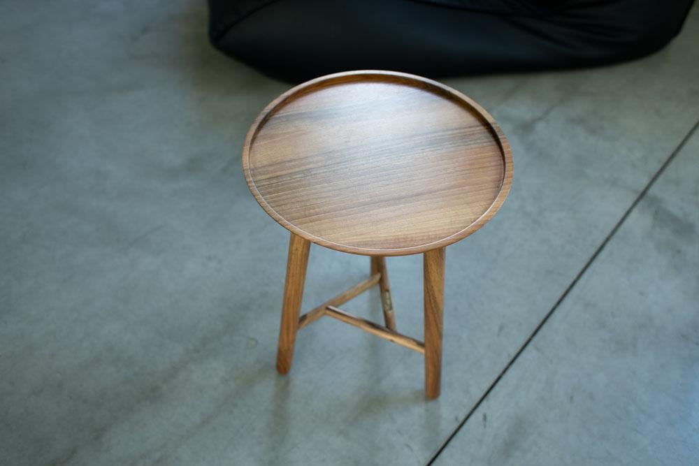 Japandi Wood Coffee Table, Round Pedestal Accent Table