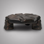 Carved Wood Plant Stand, Sculptural Tabletop Decor, Modern Handmade Accent