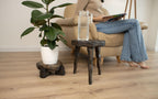 Wood plant stand, rustic round stool, handmade tall end table, flower stand gift