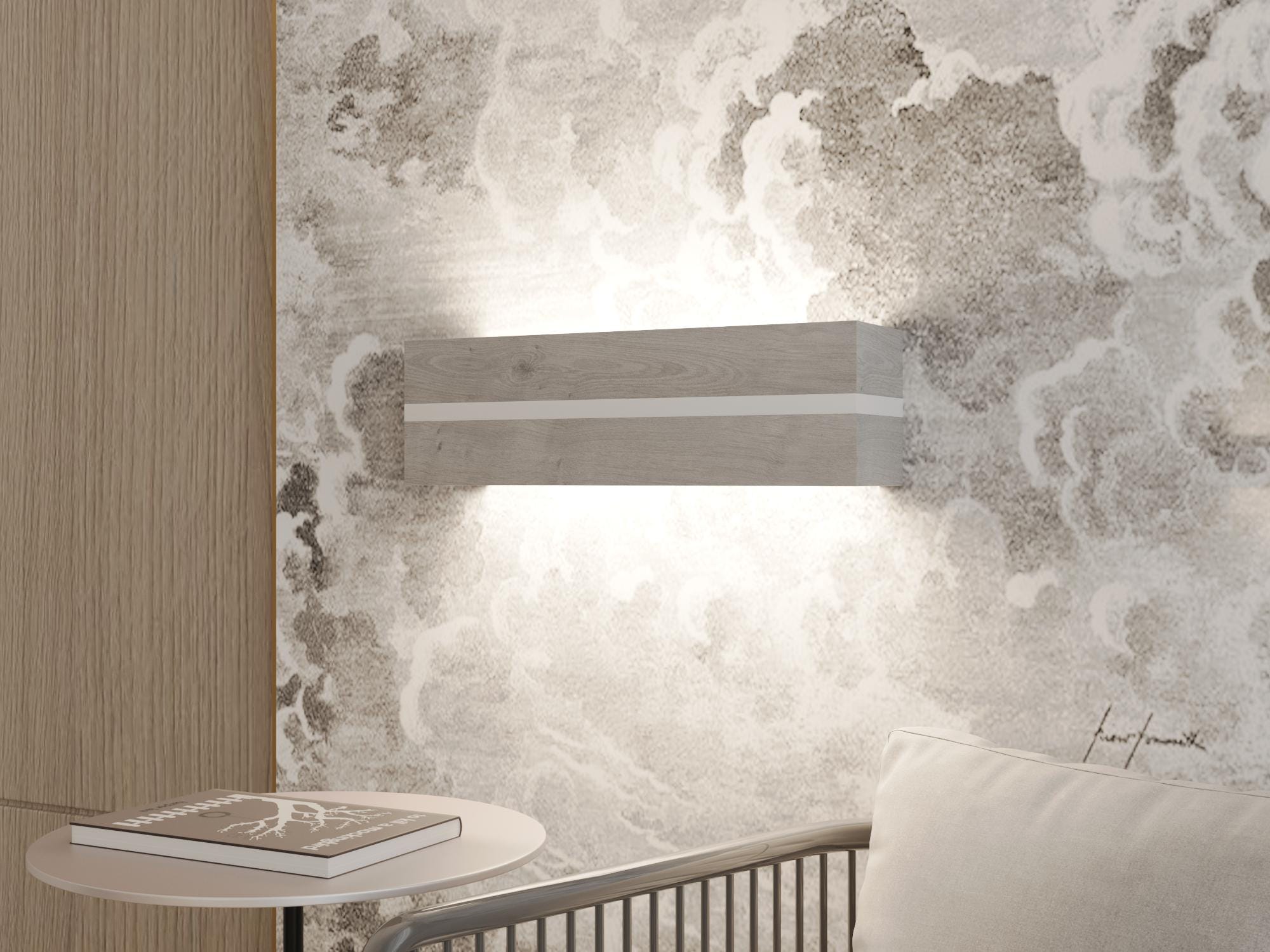 Handmade Dark Oak Wall Sconce, Modern Rustic Wood Wall Lamp