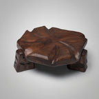 Handmade Greek Walnut Wood Plant Stand, Sculptural Tabletop Decor Accent
