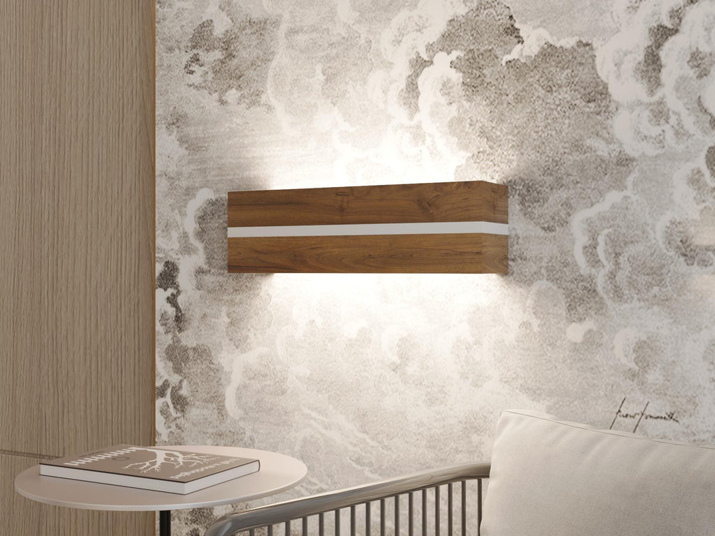 Minimalist Oak Wood LED Wall Sconce, Bedside Lamp