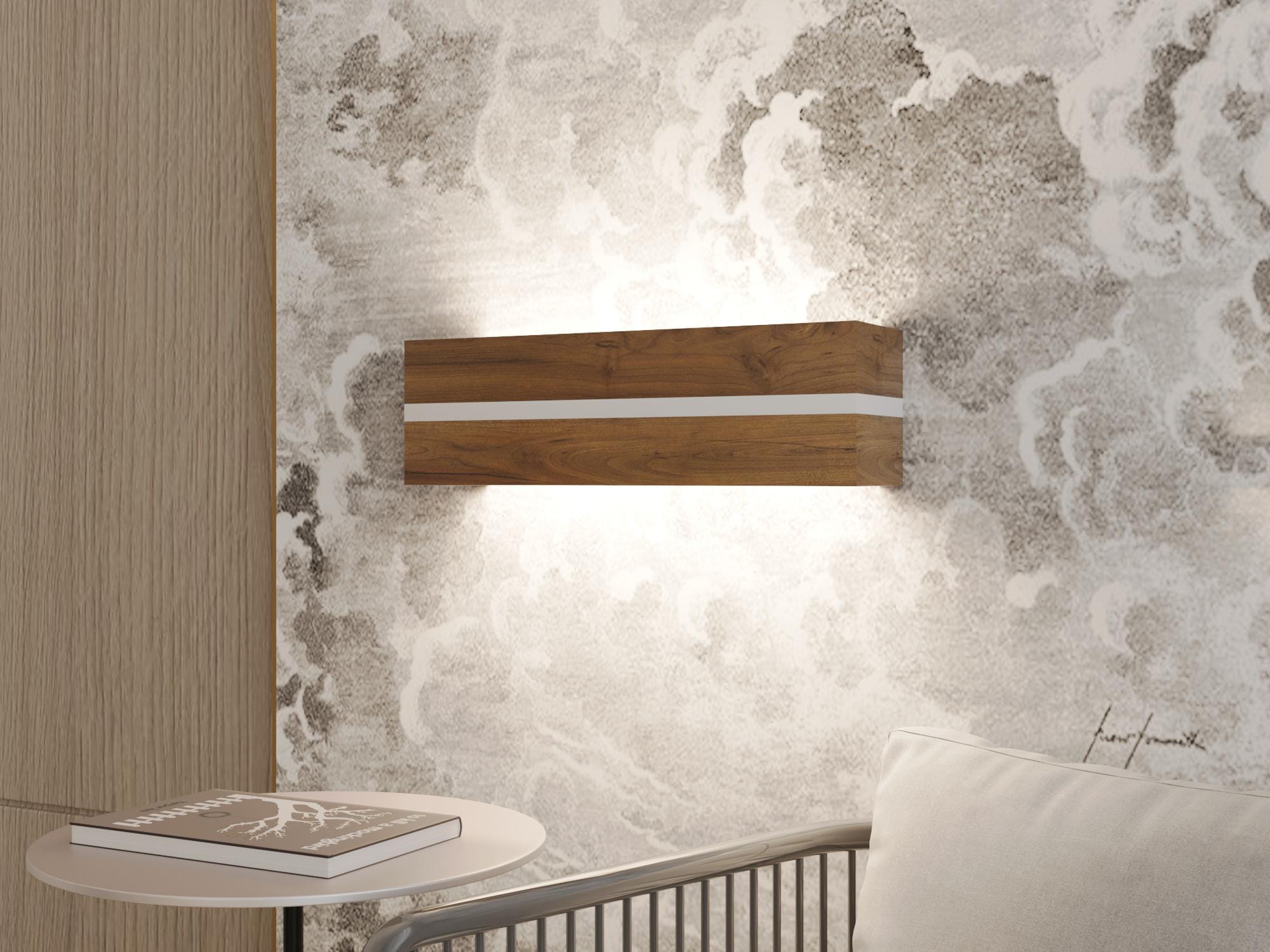 Minimalist Oak Wood LED Wall Sconce, Bedside Lamp