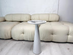 White epoxy resin plant stand, round wood side table, modern home decor gift