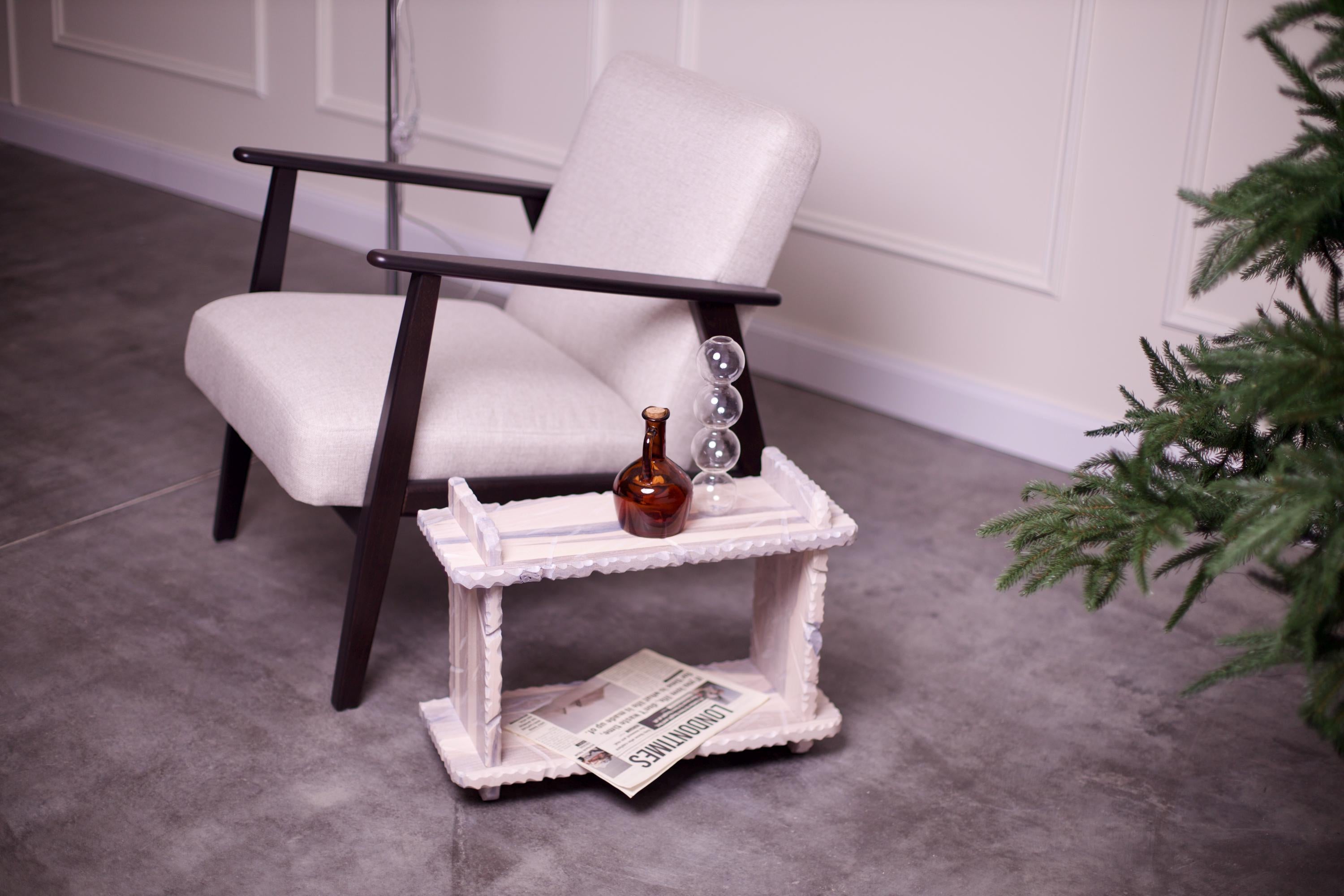 Handmade wood side table, free standing shelf, magazine rack, entryway organizer
