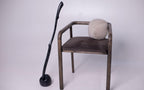 Dark wood long shoe horn, spoon with stand, handmade mens accessory for entryway