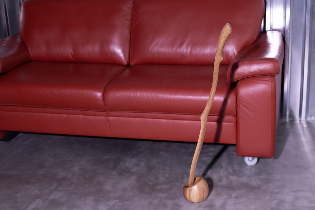 Tall shoe horn with stand, handmade rustic wood accessory for men