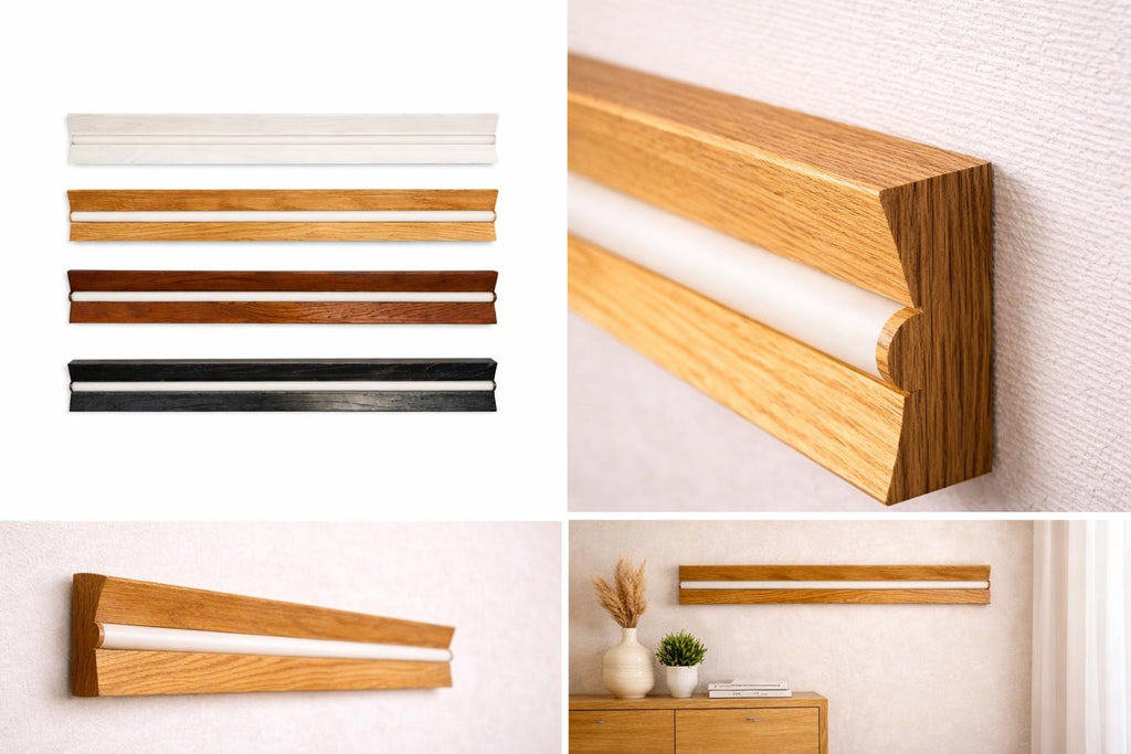 Minimalist Oak LED Wall Sconce, Modern Wooden Linear Mood Light