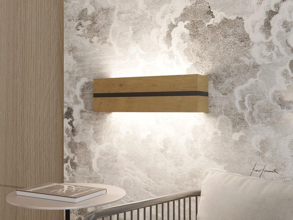 Handmade Oak Wood Wall Sconce, Modern LED Bedside Lamp