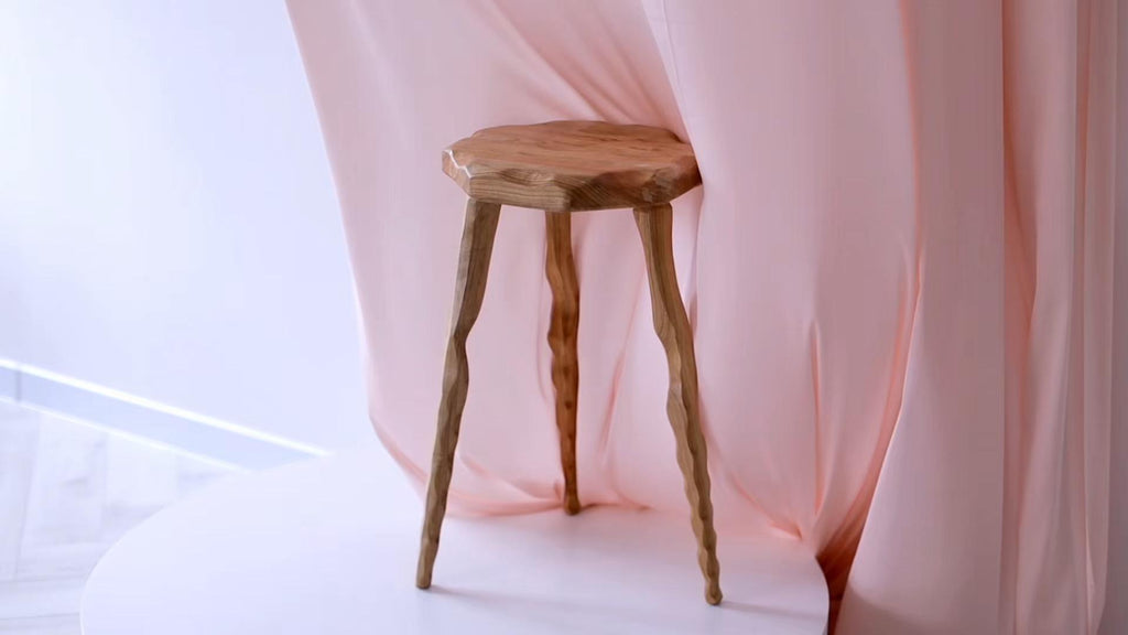 Wood plant stand, rustic round stool, handmade tall end table, flower stand gift