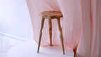 Wood plant stand, rustic round stool, handmade tall end table, flower stand gift