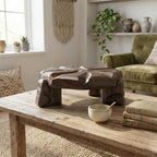 Handmade Greek Walnut Wood Plant Stand, Sculptural Tabletop Decor Accent