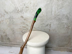 Handmade Wooden Shoehorn, Green Resin Base, Long Walnut Oak Shoe Horn
