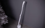 White long wooden shoe spoon, shoe horn with handle, entryway decor accessory