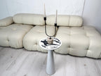 White epoxy resin plant stand, round wood side table, modern home decor gift