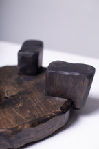 Hand Carved Black Wood Pedestal | Sculptural Plant Riser | Statement Home Decor