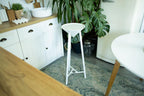 Natural Oak Round End Table, Three-Legged Wood Riser
