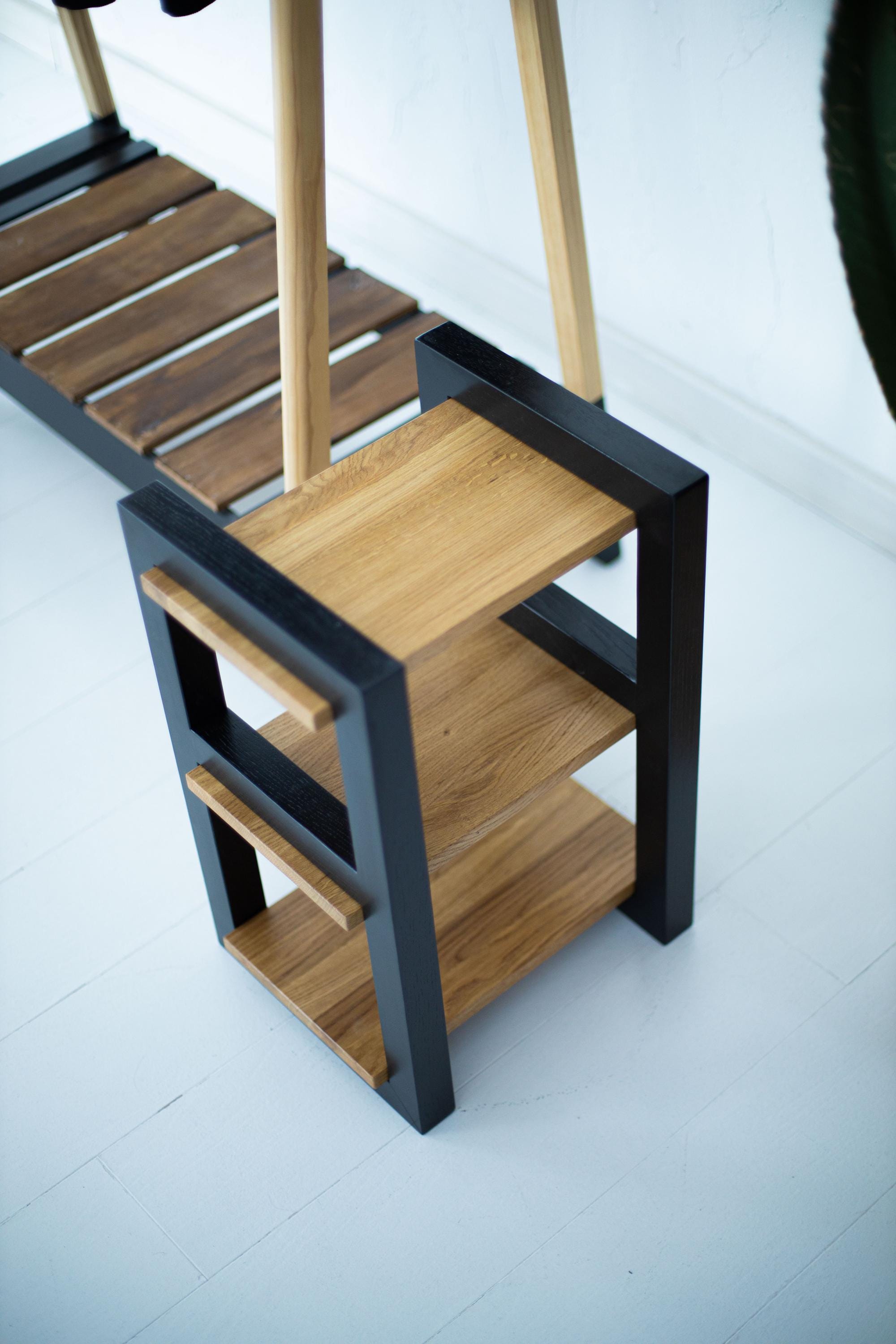 Oak Wood Vertical Shoe Stand, Entryway Shoe Organizer, Handmade