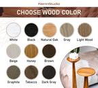Rustic oak table, round accent furniture, modern bedroom handmade decor