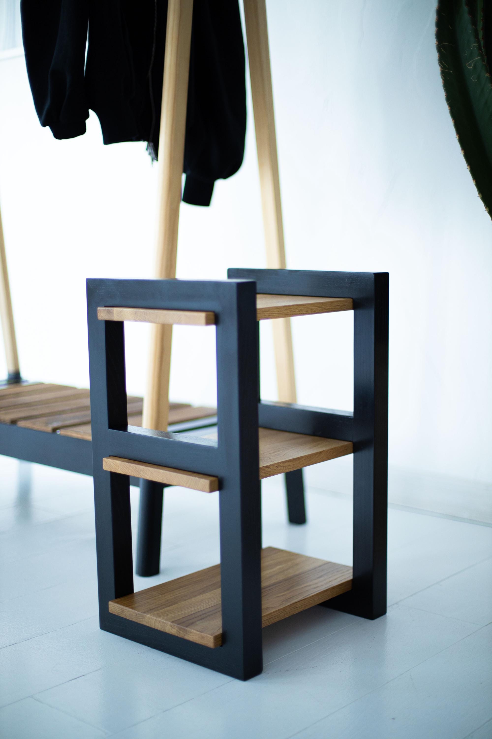 Oak Wood Vertical Shoe Stand, Entryway Shoe Organizer, Handmade