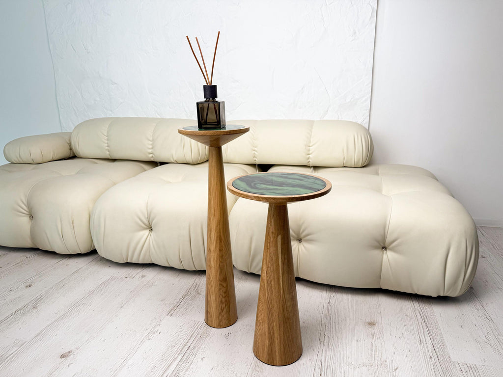 Resin Inlay Wood Coffee Table, Living Room Decor, Walnut or Oak