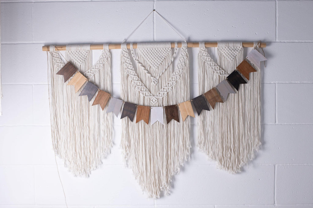 Wooden wall banner, nursery garland decor, rustic boho christmas gift