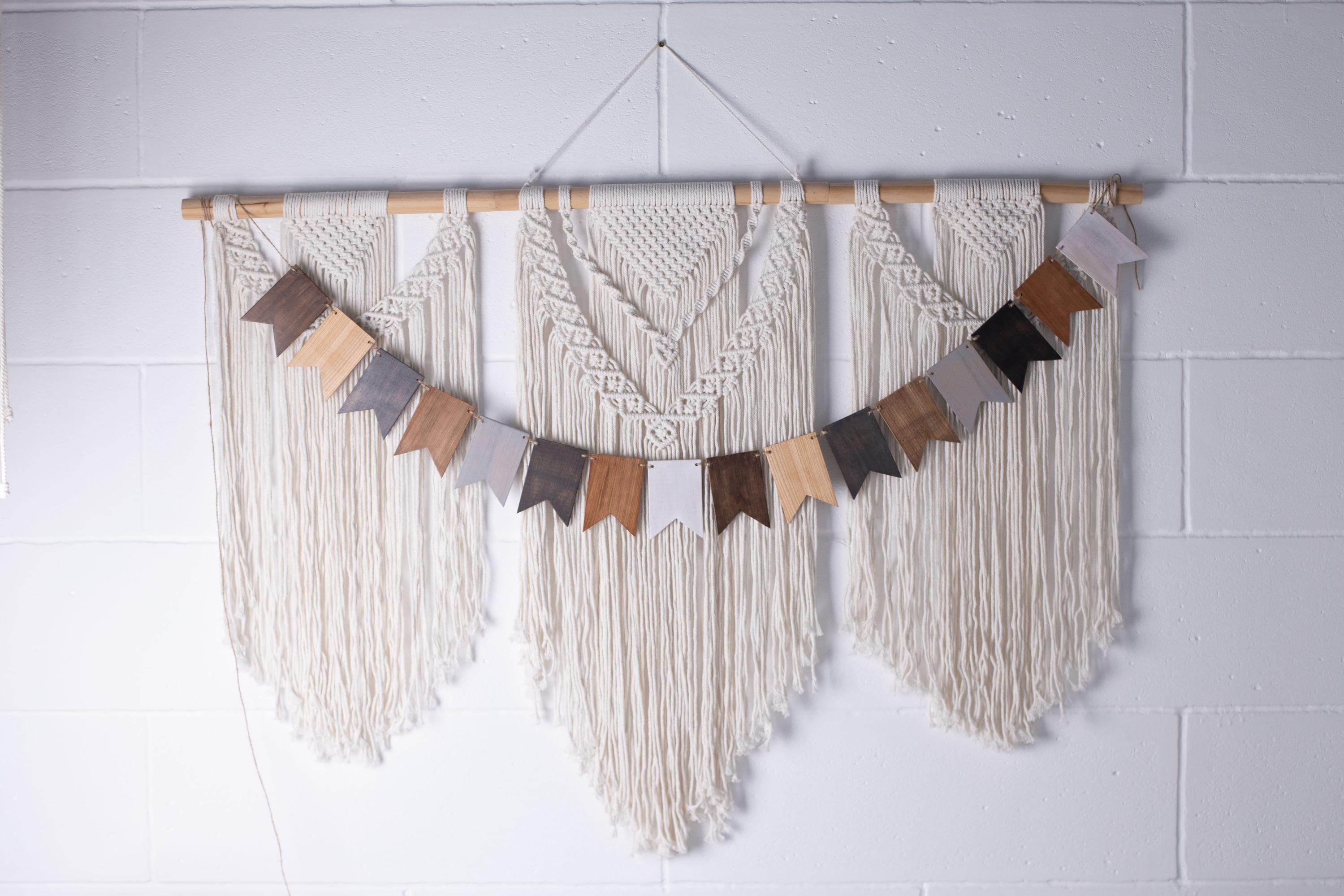 Wooden wall banner, nursery garland decor, rustic boho christmas gift
