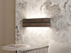 Dark Oak Wood Wall Sconce, Rustic LED Bedside Lamp