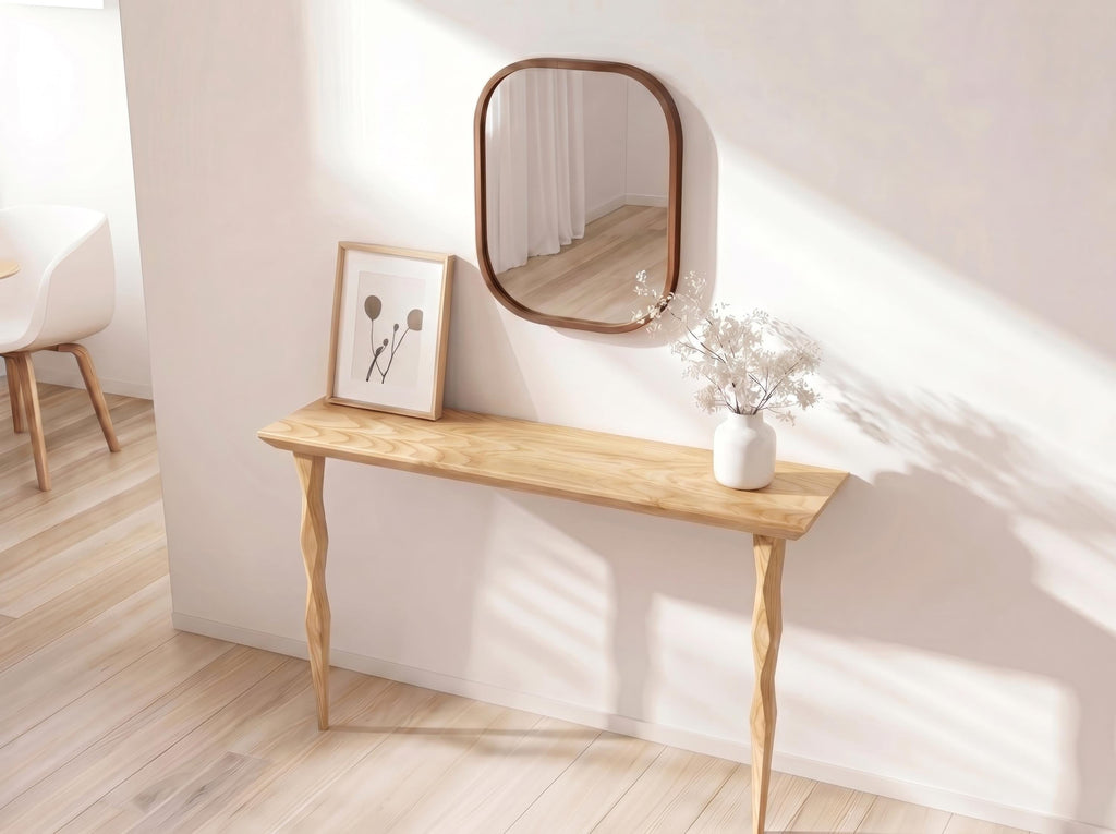 Oak Console Table – Handmade Narrow Entryway Table, Minimalist Hall Wood Sofa Table for Living Room