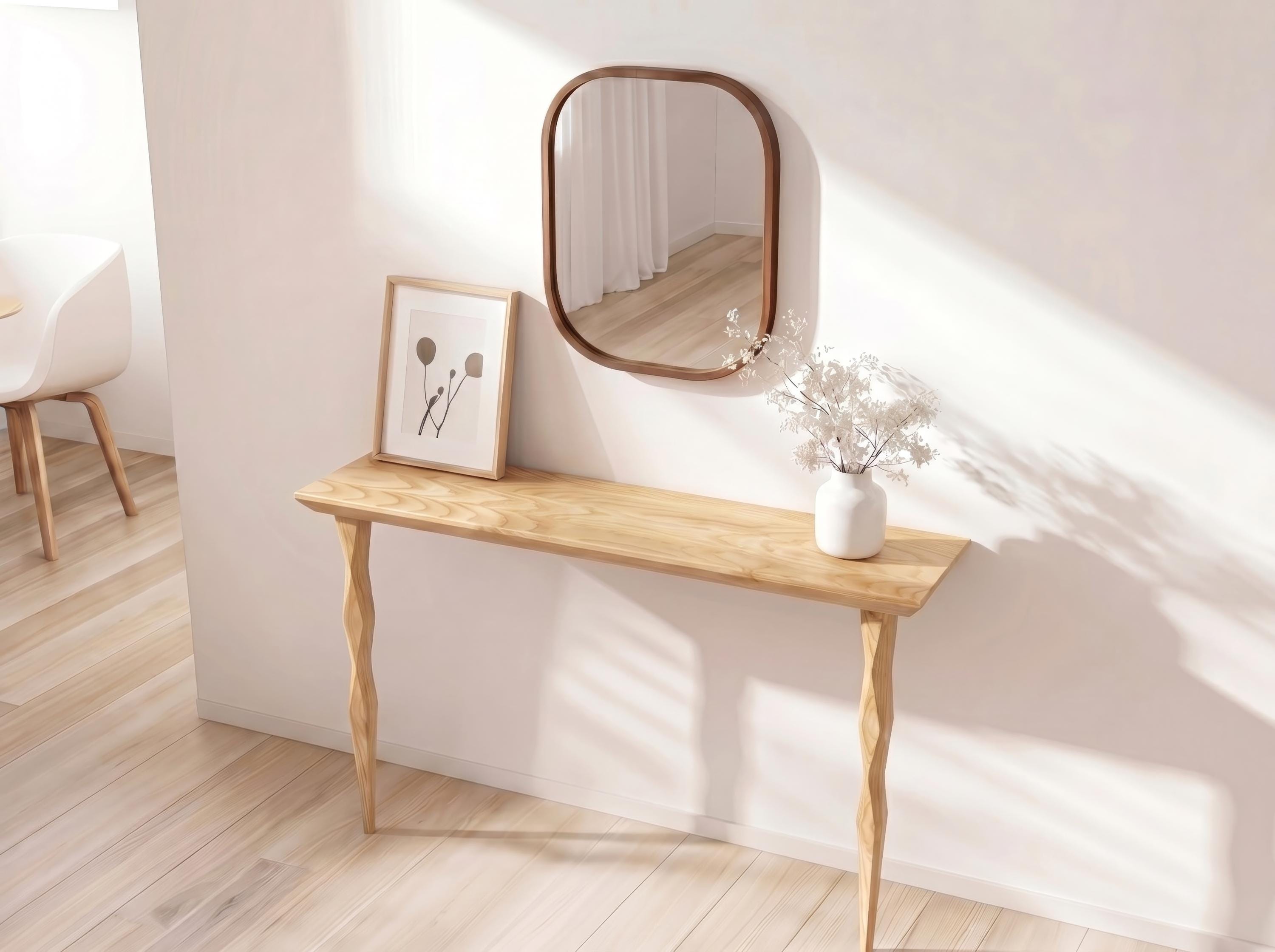 Oak Console Table – Handmade Narrow Entryway Table, Minimalist Hall Wood Sofa Table for Living Room