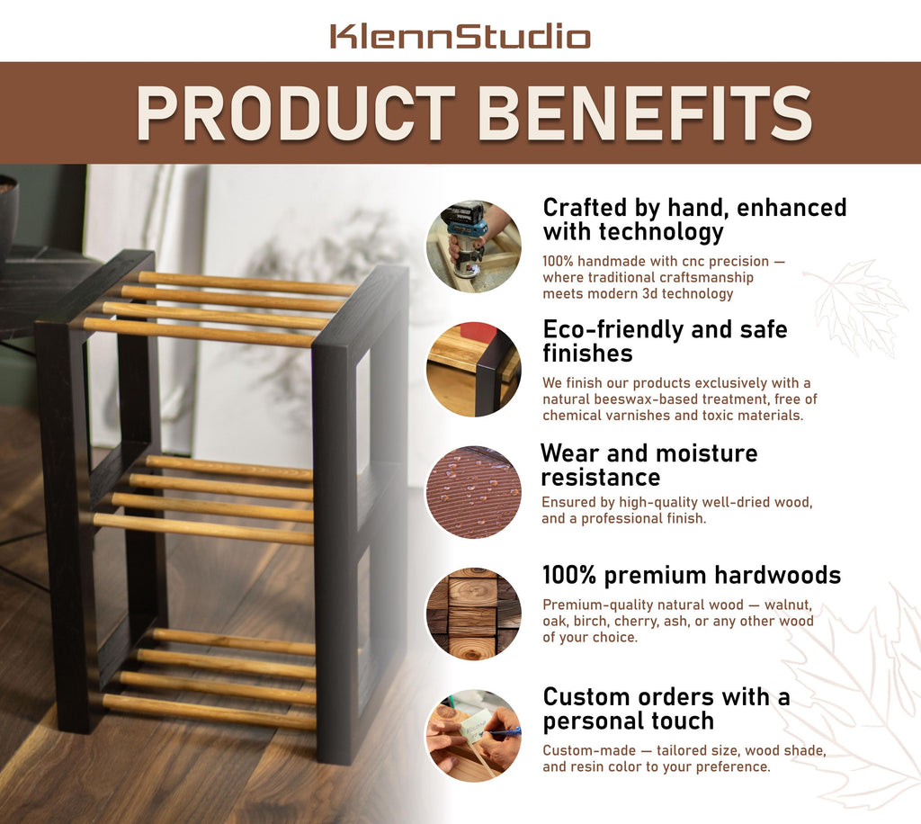 Modern Wood Shoe Rack, Vertical Entryway Shoe Storage Bench