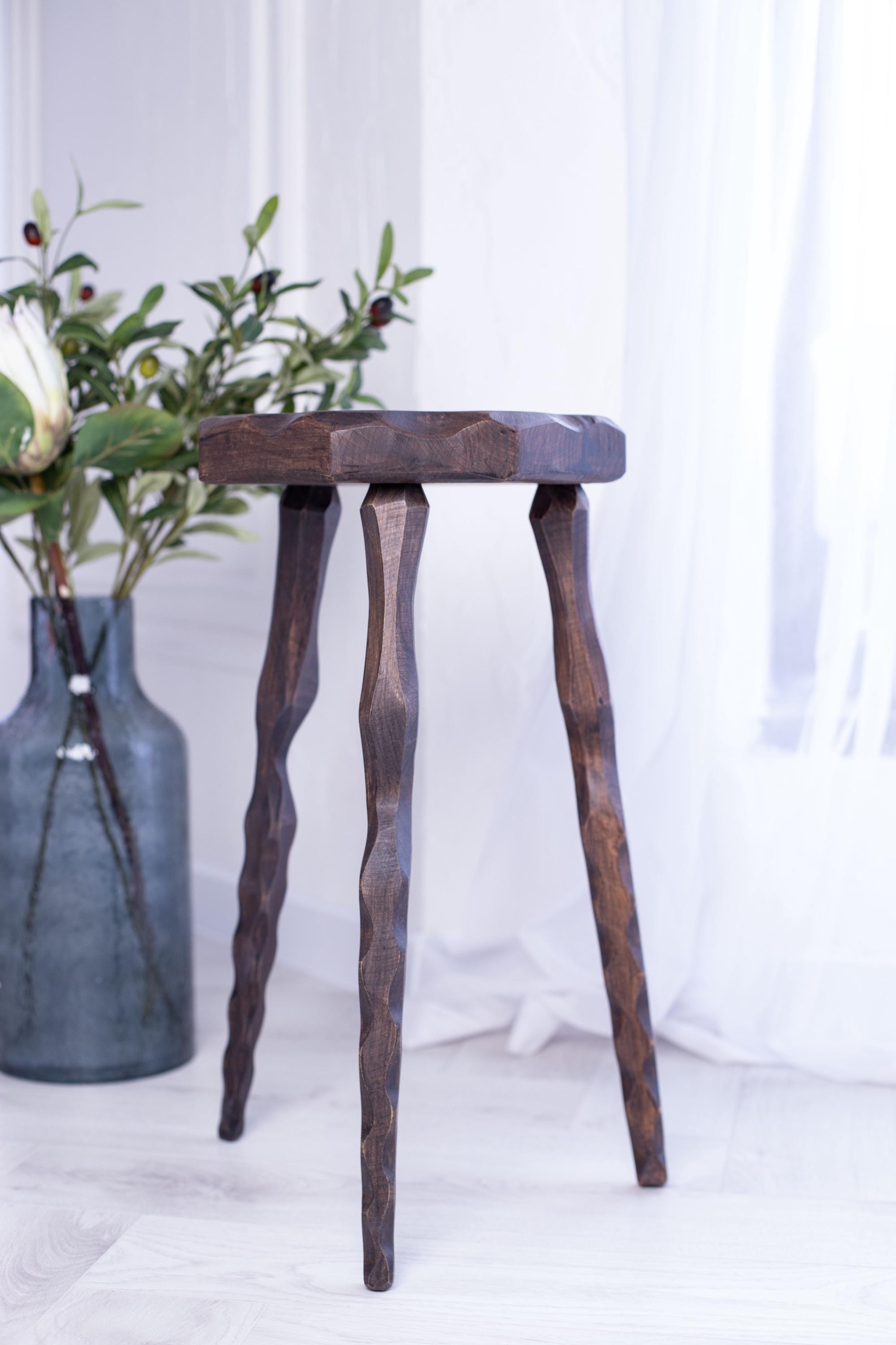 Handcrafted wooden accent table, plant stand, rustic farmhouse step stool