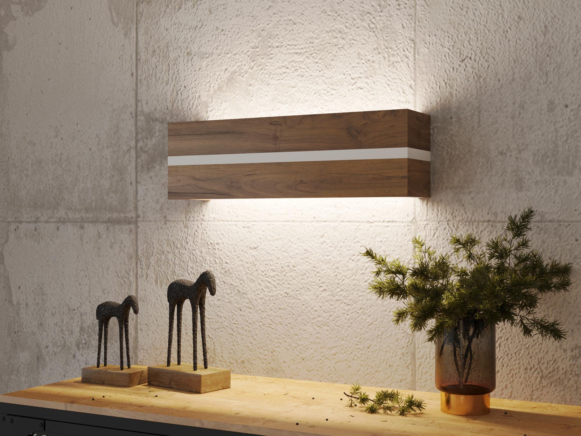Minimalist Oak Wood LED Wall Sconce, Bedside Lamp