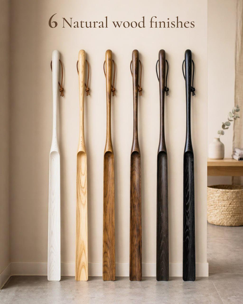 Long wooden shoehorn, natural wood shoe spoon, rustic handmade accessory