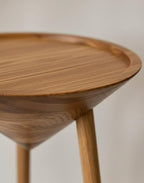 Handmade Black Oak Japandi Pedestal Table, Modern Farmhouse Plant Stand