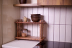 Handmade wooden kitchen spice rack and organizer, wood dish rack shelf