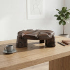 Handmade Greek Walnut Wood Plant Stand, Sculptural Tabletop Decor Accent