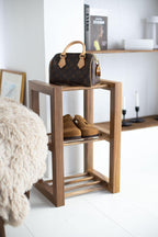 Rustic Vertical Shoe Rack, Narrow Entryway Storage Bench