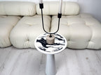 White epoxy resin plant stand, round wood side table, modern home decor gift