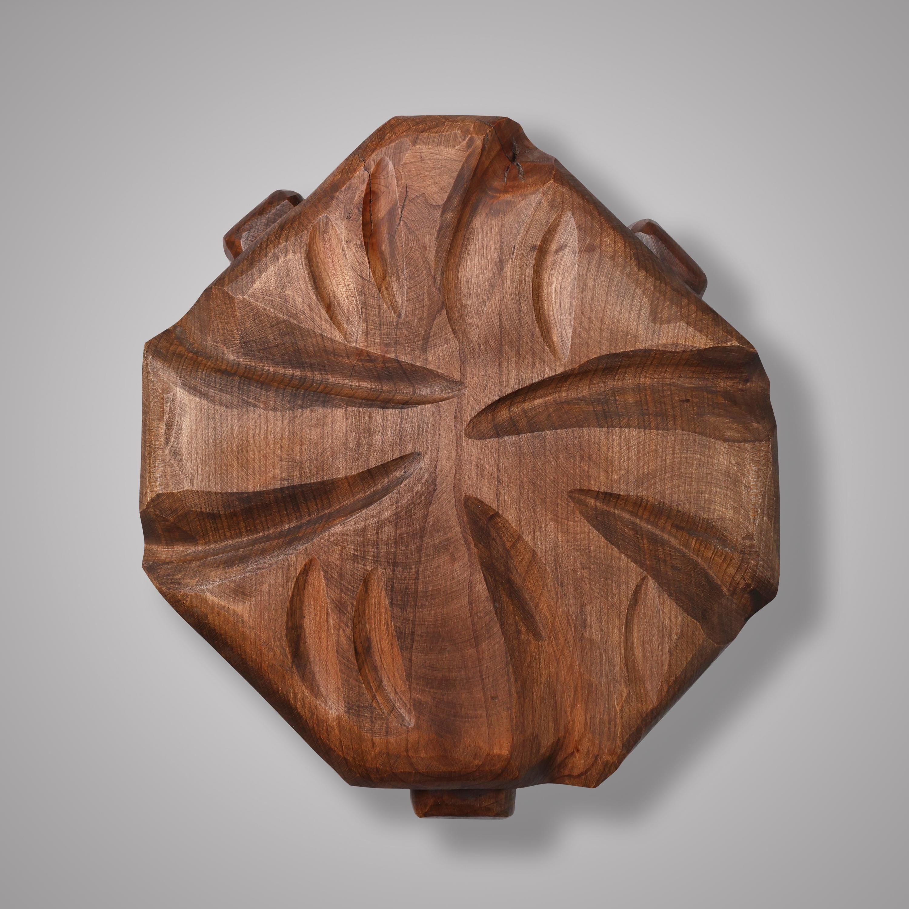 Handmade Tabaco Cherry Wood Plant Stand, Rustic Modern Accent Decor