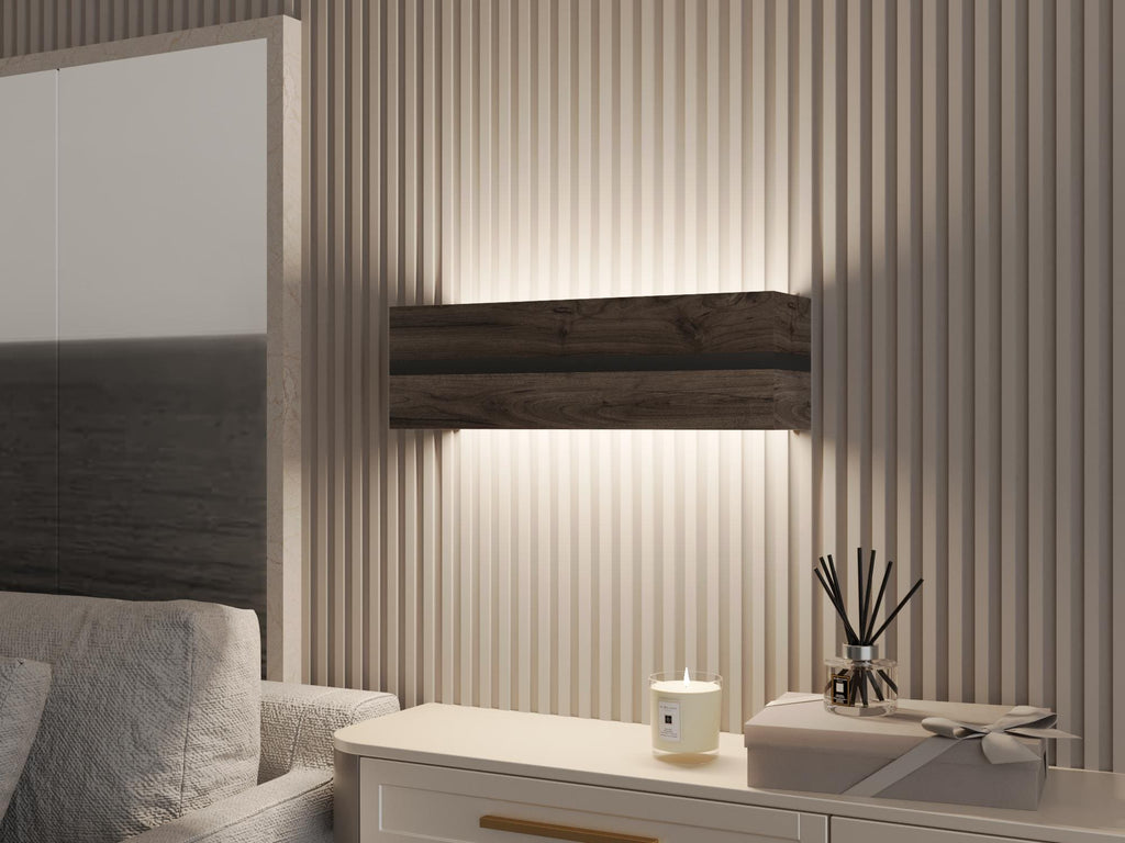 Handmade Oak Wood Wall Sconce, Modern Minimalist Bedside Accent Lamp