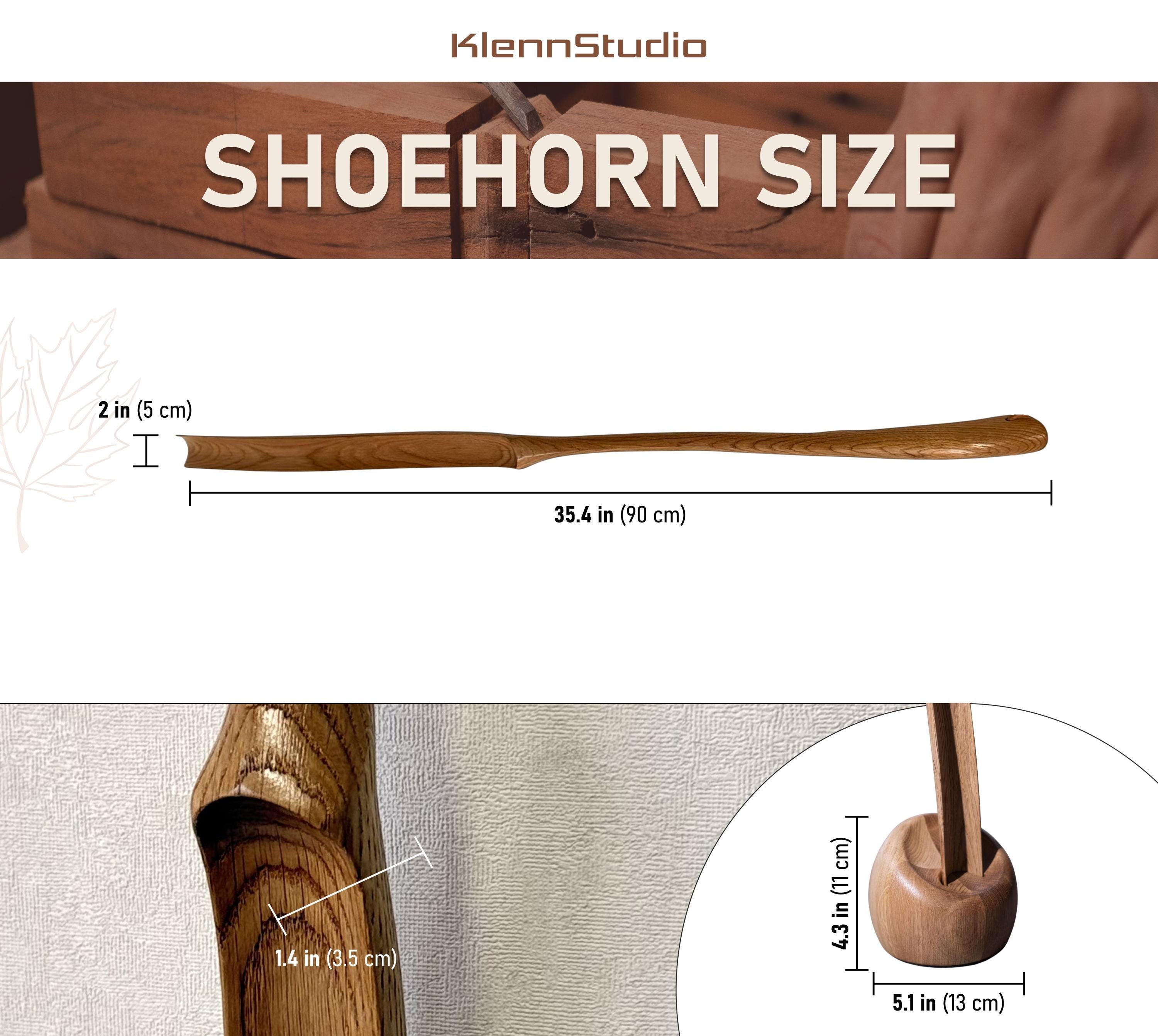 Tall shoe horn with stand, handmade rustic wood accessory for men