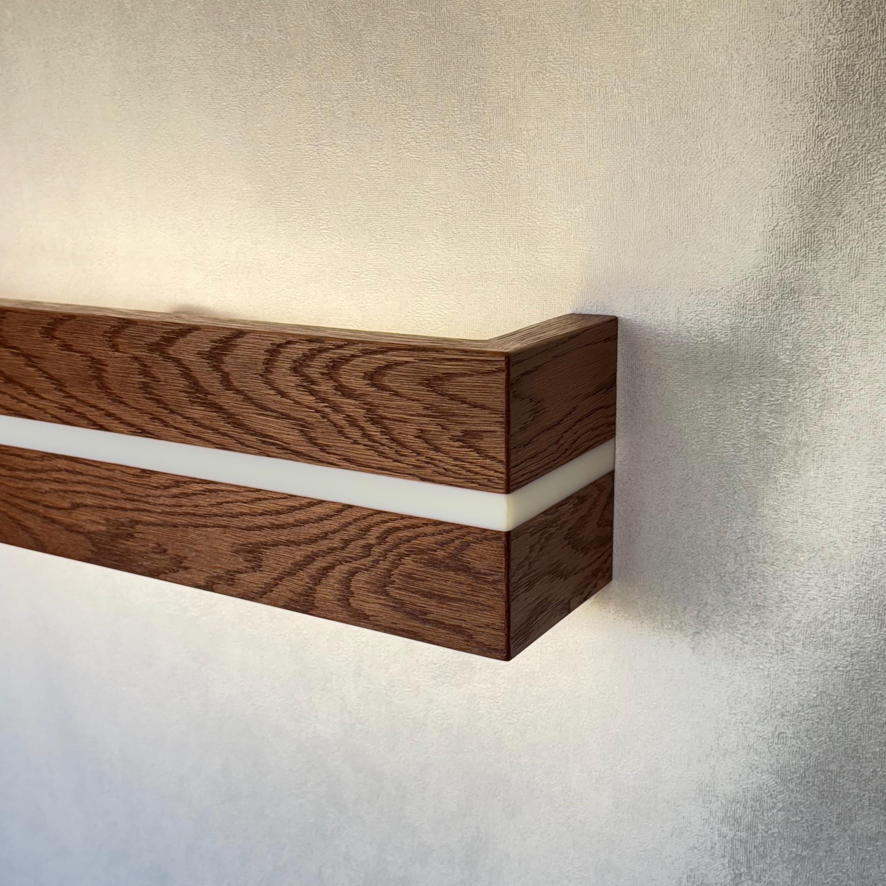 Handmade Dark Oak Wall Sconce, Modern Rustic Wood Wall Lamp
