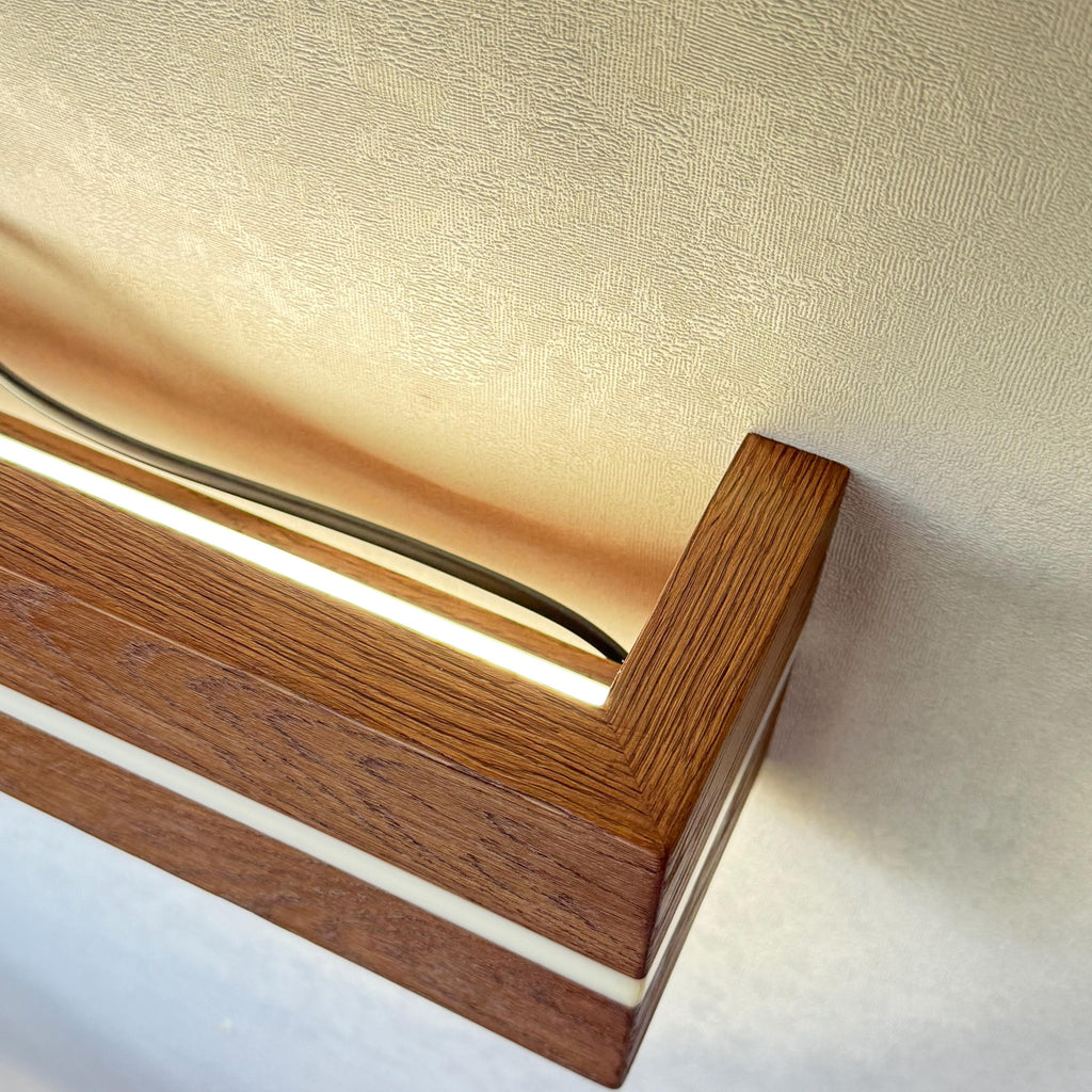 Minimalist Oak Wood LED Wall Sconce, Bedside Lamp