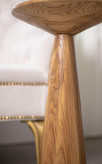 Rustic oak table, round accent furniture, modern bedroom handmade decor