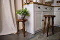 Solid wood accent stool, handcrafted plant stand organizer, rustic home decor